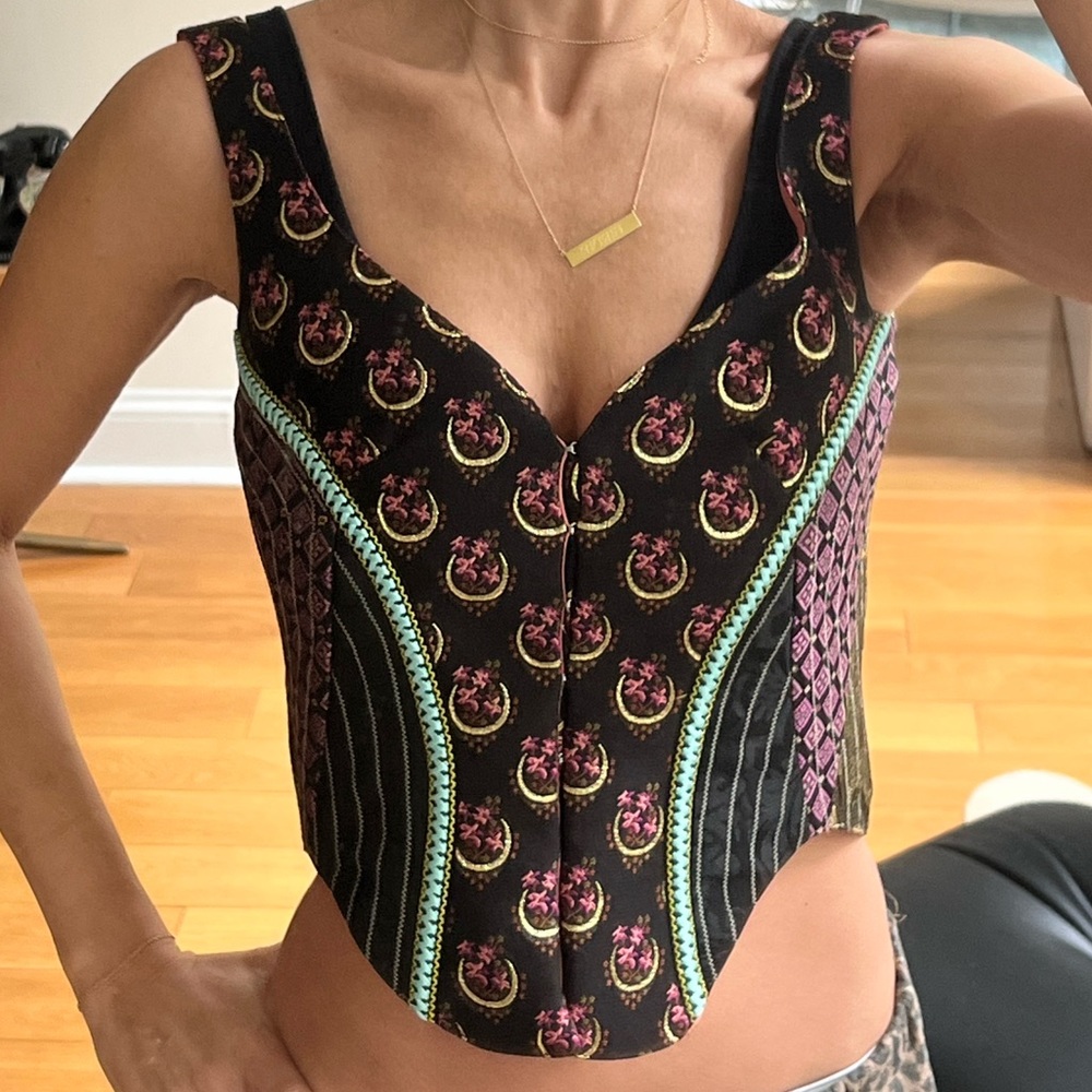 Etro Corset/Bustier Top Metallic Embroidered